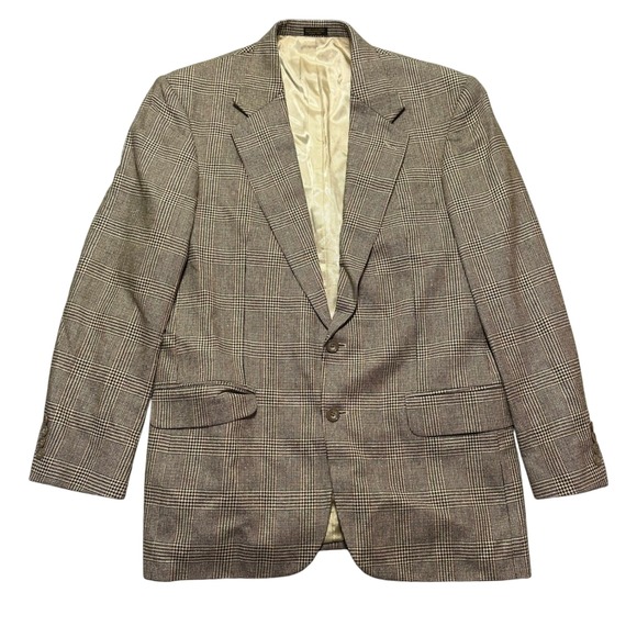 Oscar de la Renta Other - Oscar de la Renta Mens Tailored Silk‎ Wool Plaid Blazer Jacket 41 L Preppy VTG